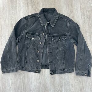 Brandy Melville John Galt Black Denim Jacket • Oversized Fit • One Size • Y2K